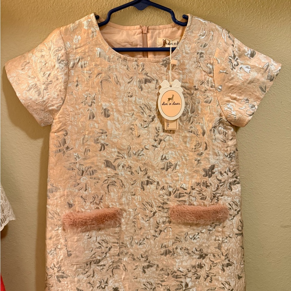Elegant Floral Kids Dress in Cream by Doe a Dear
